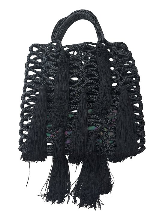 Jimmy Choo Handbags - Jimmy Choo Delilah Black Macrame Fringe Tote Bag